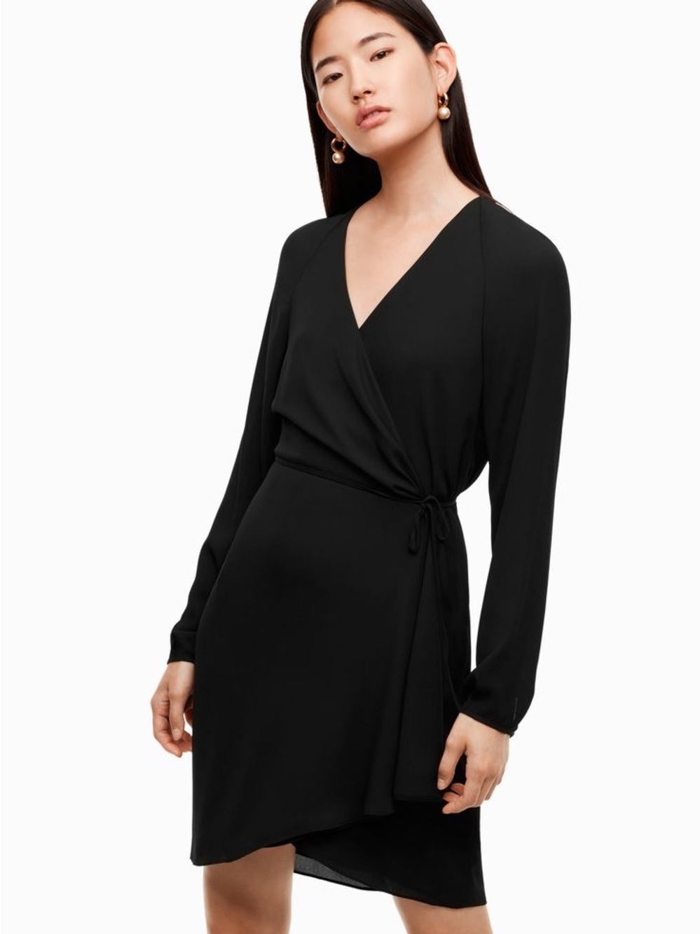 Babaton | Wallace Long Sleeve Wrap Dress Size Small Black Aritzia